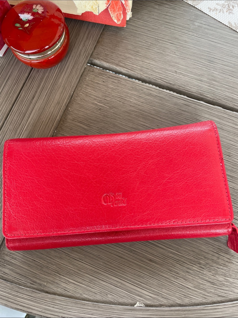 Mou Meraki Red Leather Wallet